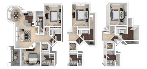Floor plan for 2 beds, 2 baths, 1197 sqft